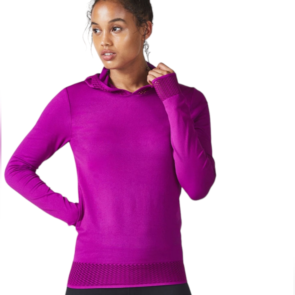 Fabletics Women's Fuscia Megan Seamless Pullover Long Sleeve Hoodie Top Medium